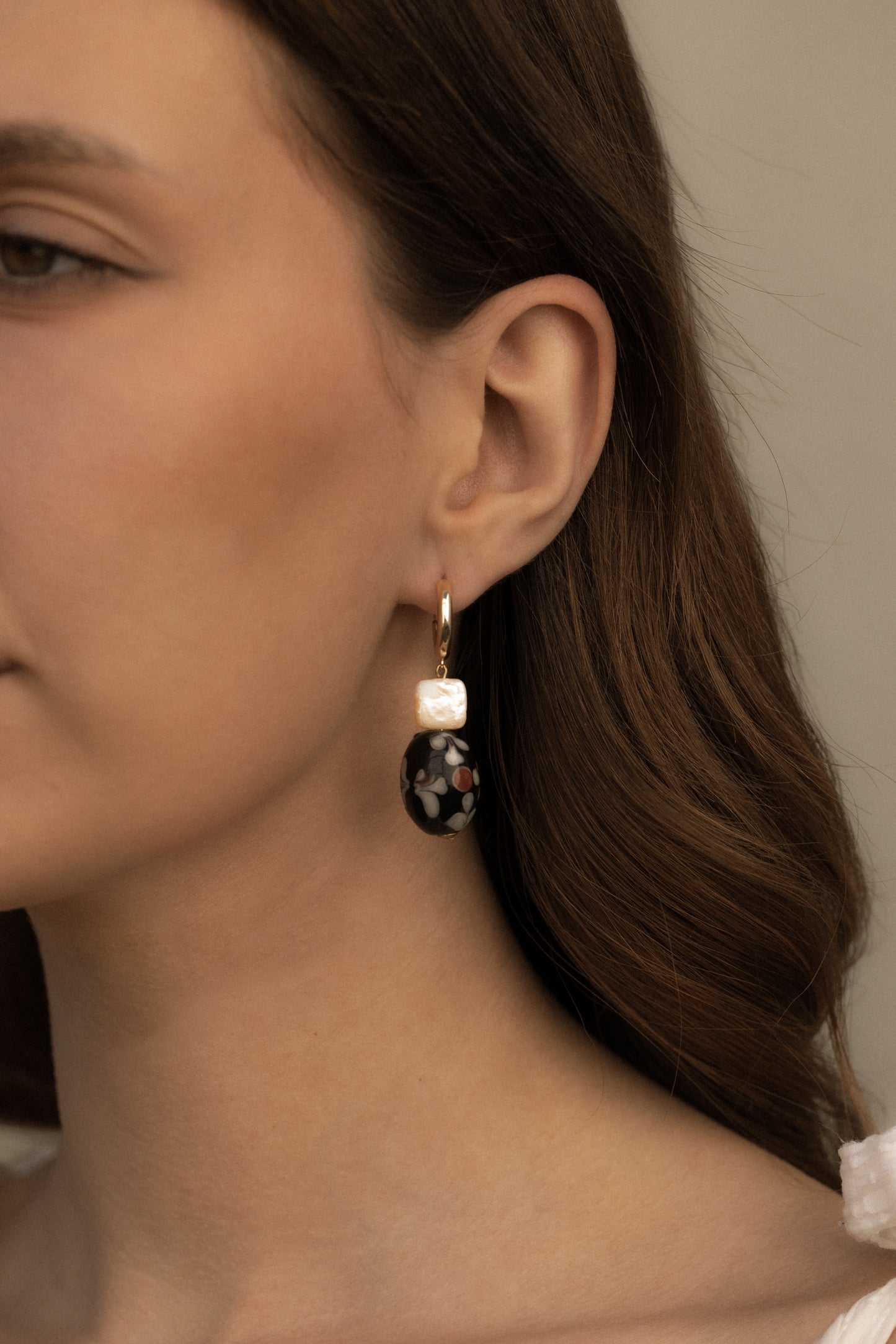 The 1965 Handpainted Murano Glass and Pearl Huggie Earring
