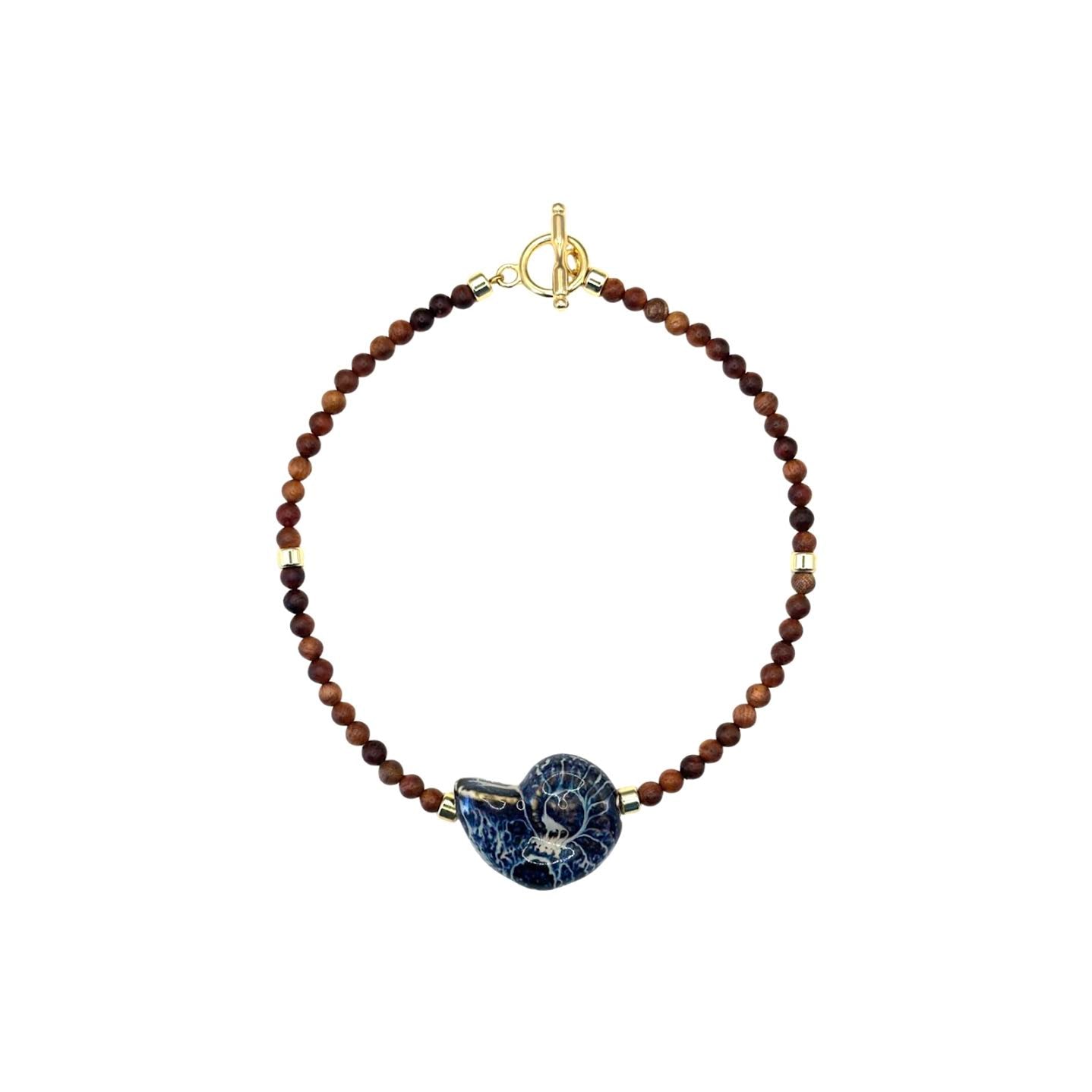 The Cove Ceramic Conch and Wood Necklace