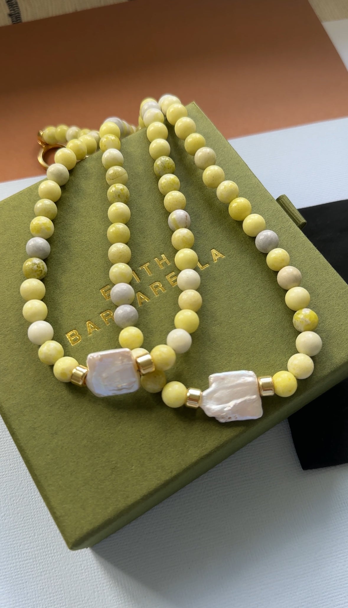 The Sophrosyne Semi-Precious Gem and Freshwater Pearl Necklace in Lemonata