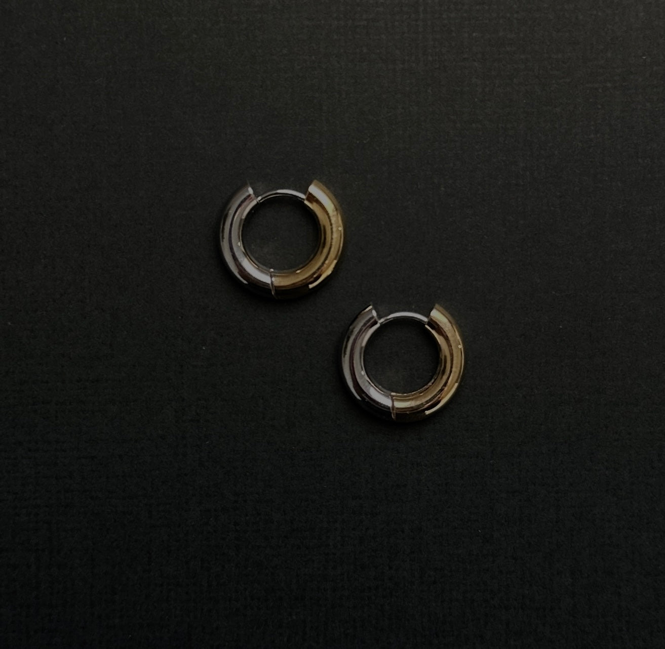 The Duo Mixed Metal Minimalist Huggie Hoop Earring