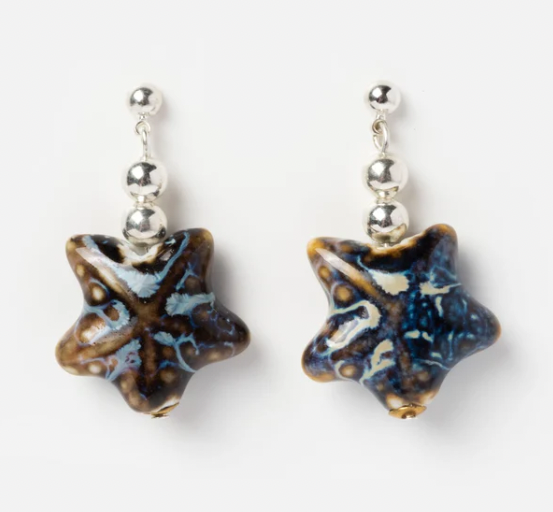 The Siren Handpainted Ceramic Starfish Silver Earring